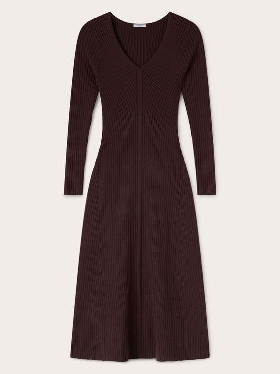 Ribbed knit flare dress