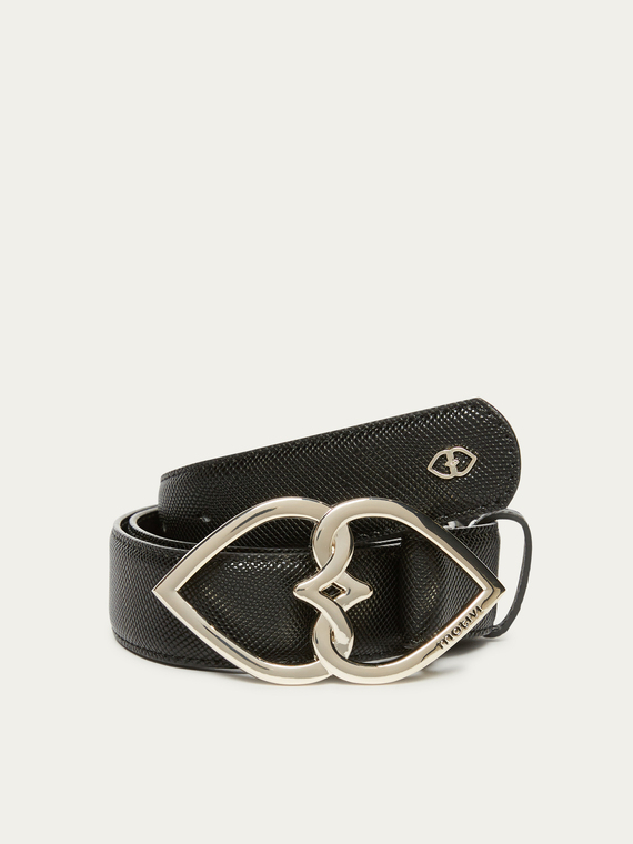 Faux leather belt with Double Love buckle