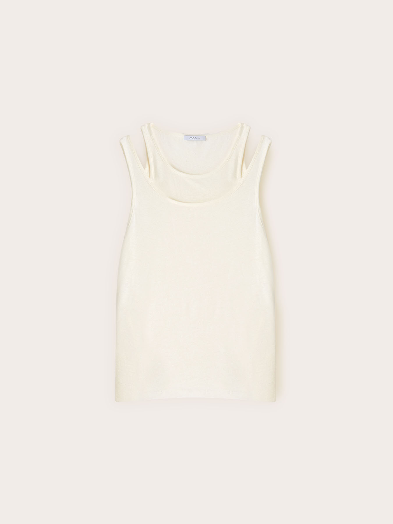 Mixed linen top with cut-out shoulders image number 3