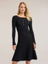 Vestido flare de punto acanalado con cadenita image number 0
