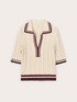 Cable knit viscose sweater with polo collar image number 4