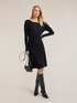 Vestido flare de punto acanalado con cadenita image number 2