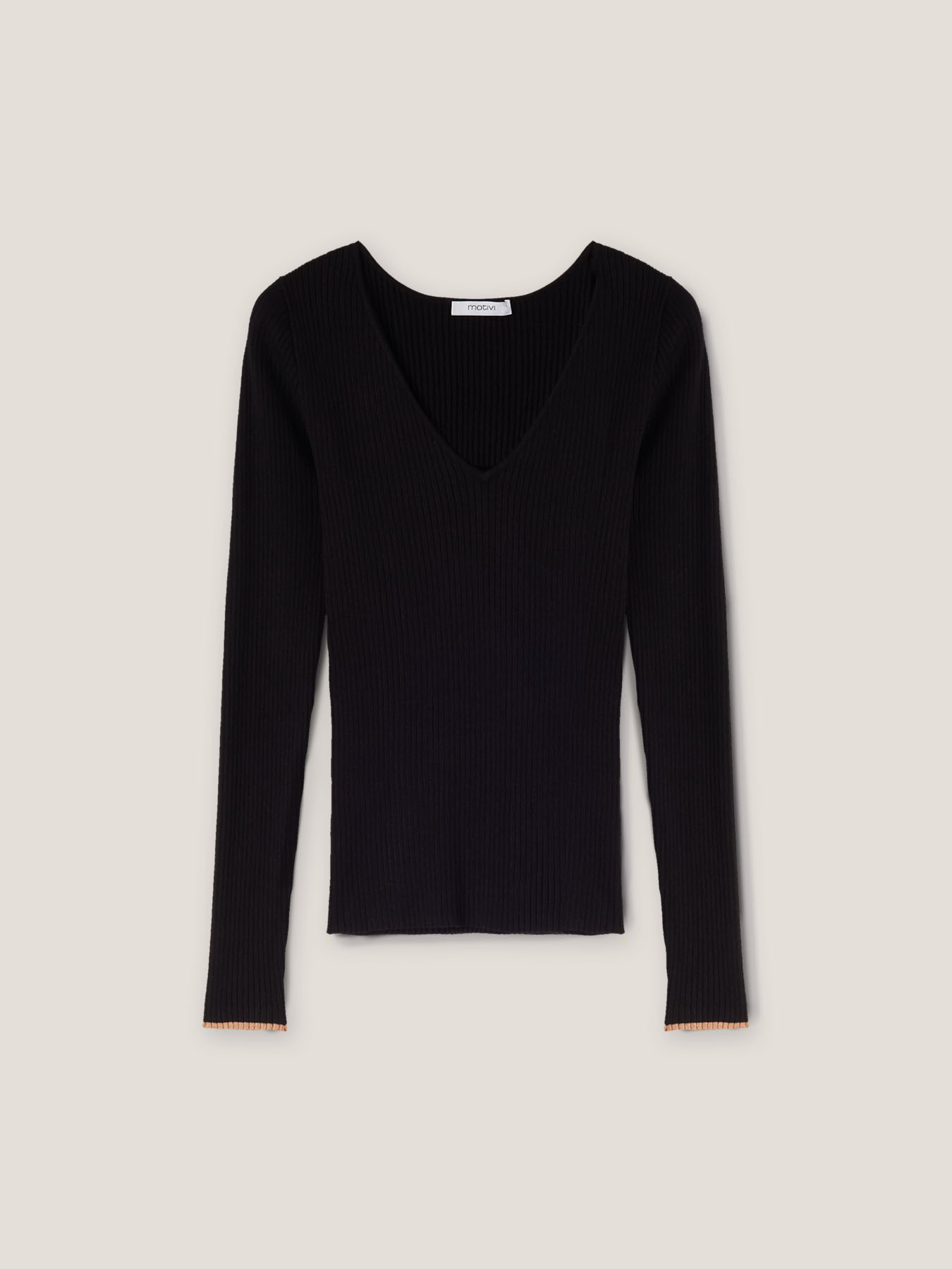 Pull &agrave; c&ocirc;tes avec bords contrastants image number 3