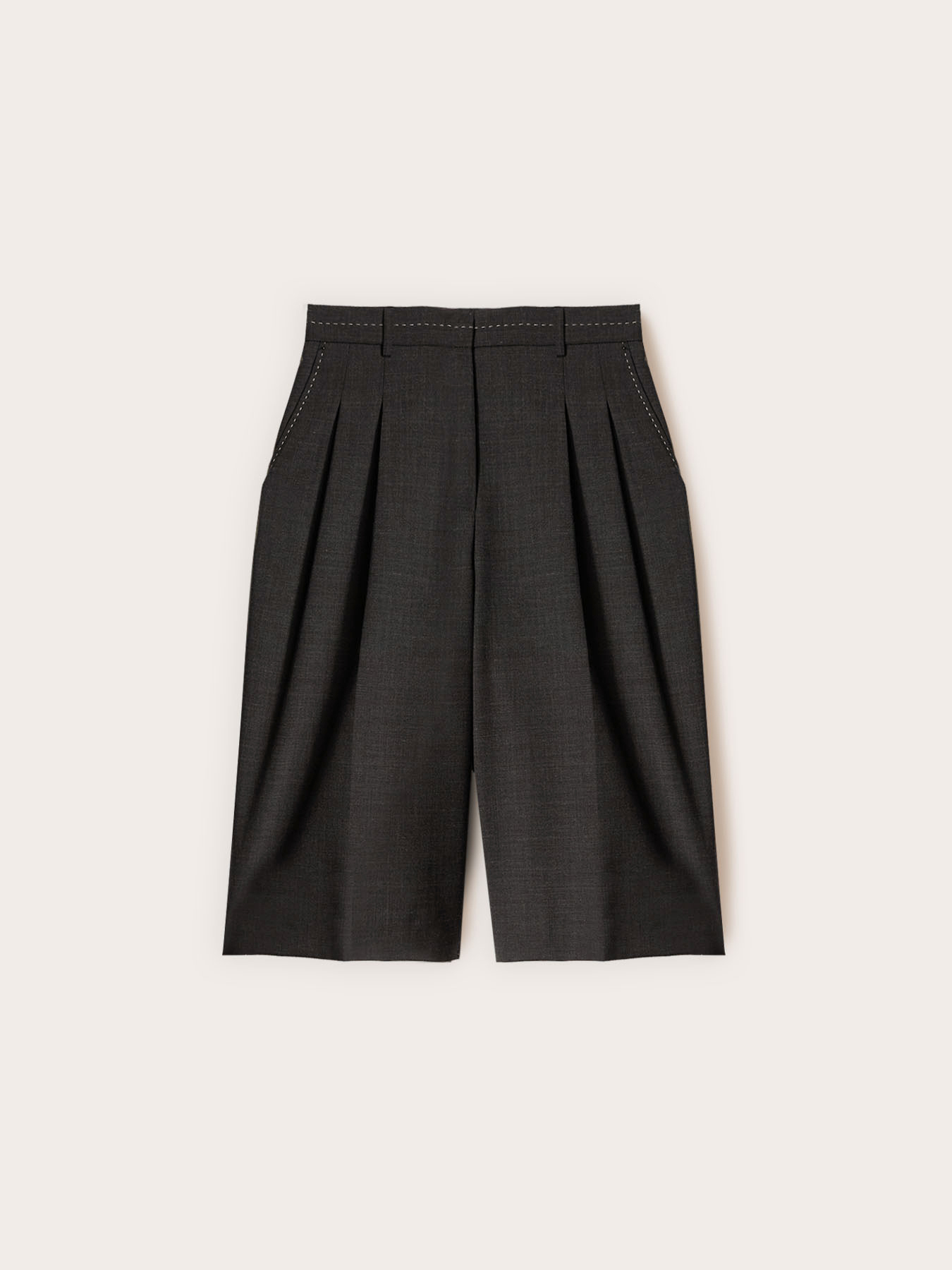 Bermude cu talie înaltă cu cusături image number 4