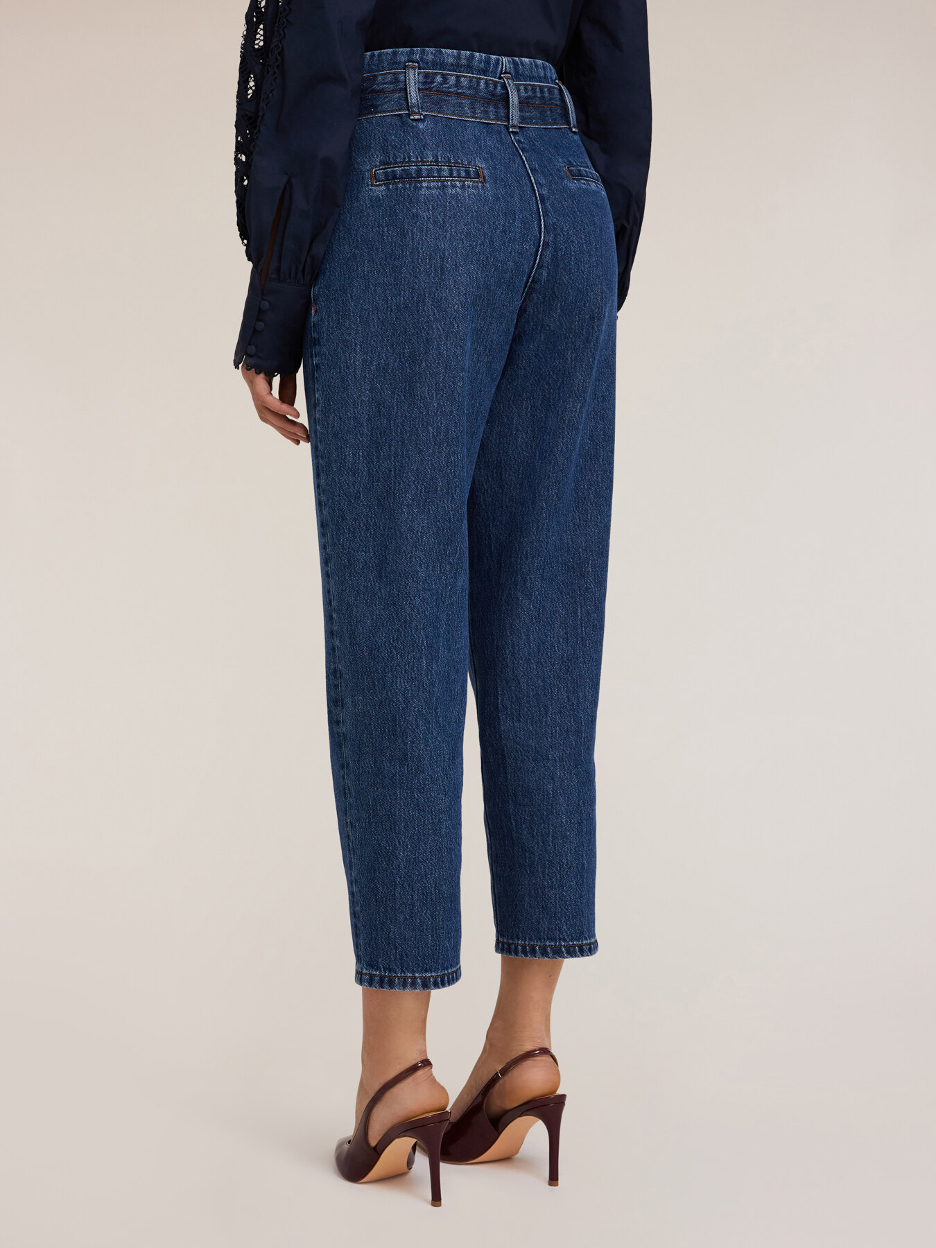 Jeans balloon fit con cintura misto lyocell image number 1