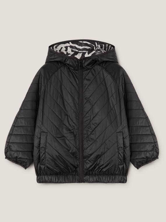Reversible zebra-patterned padded jacket