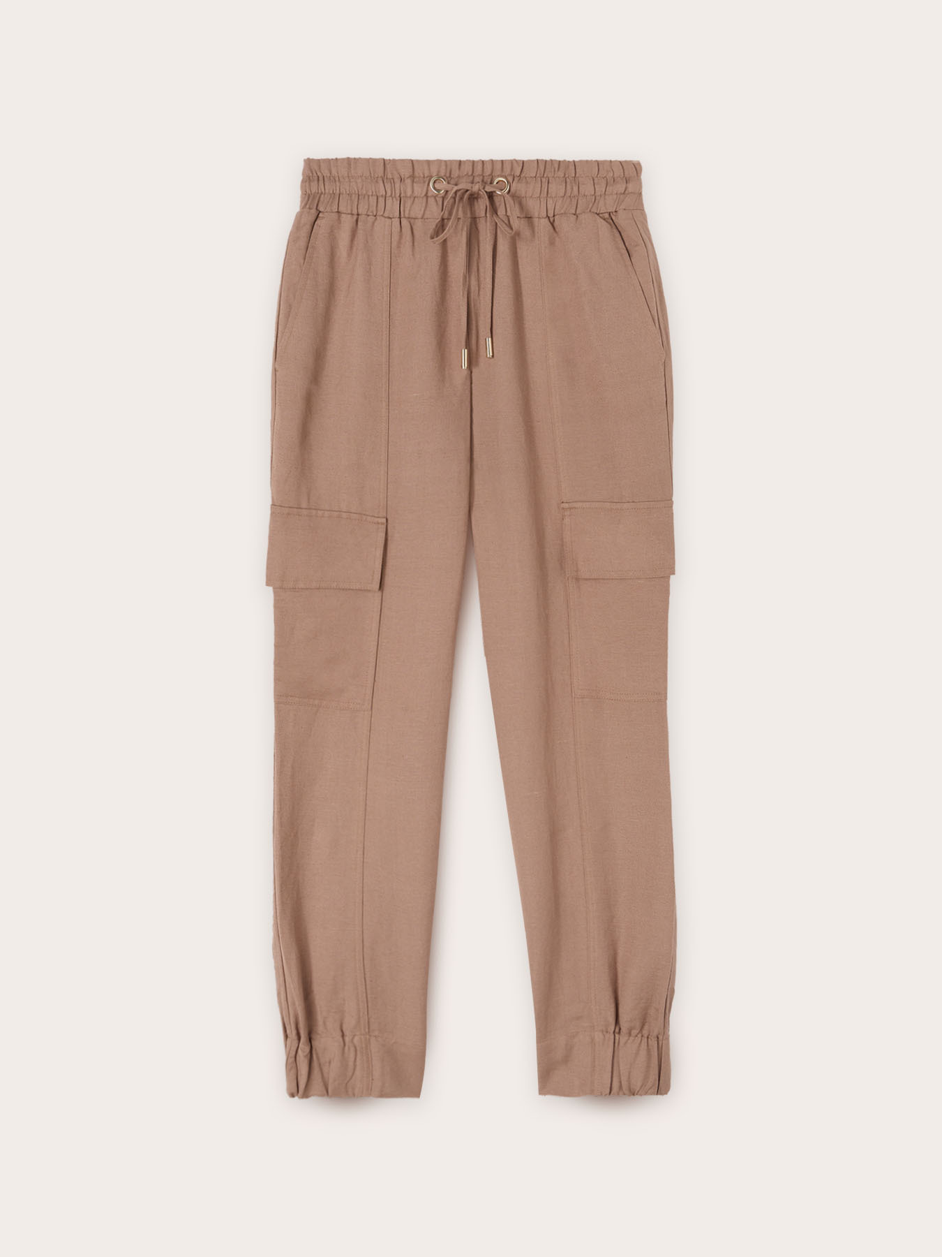 Pantalon jogger cargo en lin m&eacute;lang&eacute; image number 4