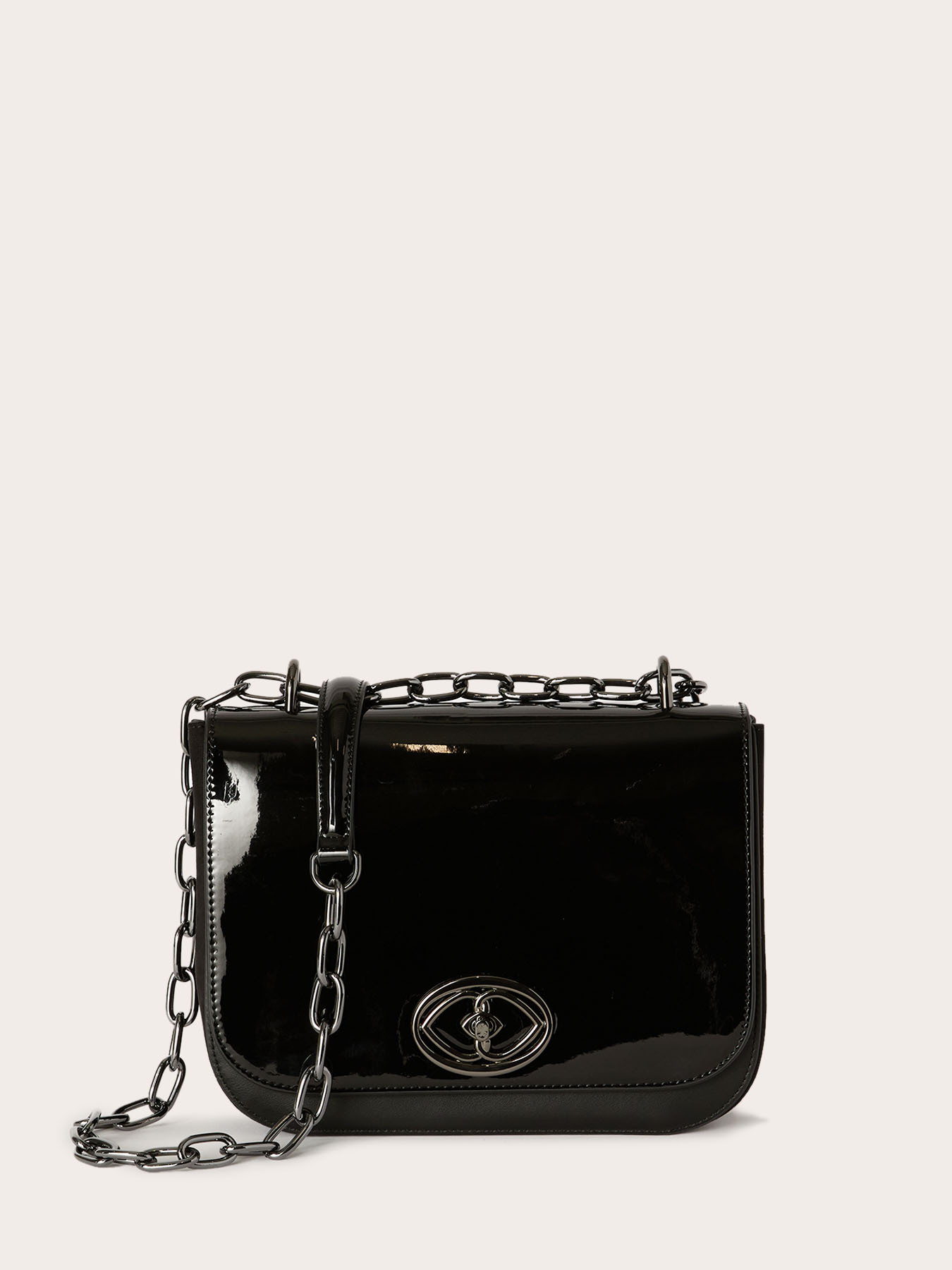 Medium bag in coated fabric and patent leather image number 1