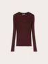 Flat rib knit sweater with flared cuff image number 4