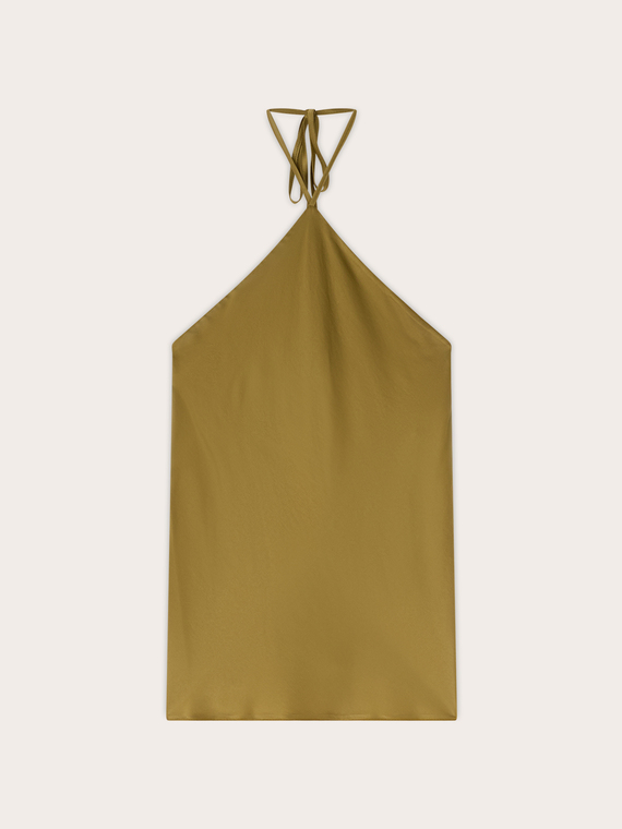 Top din satin cu decolteu halter