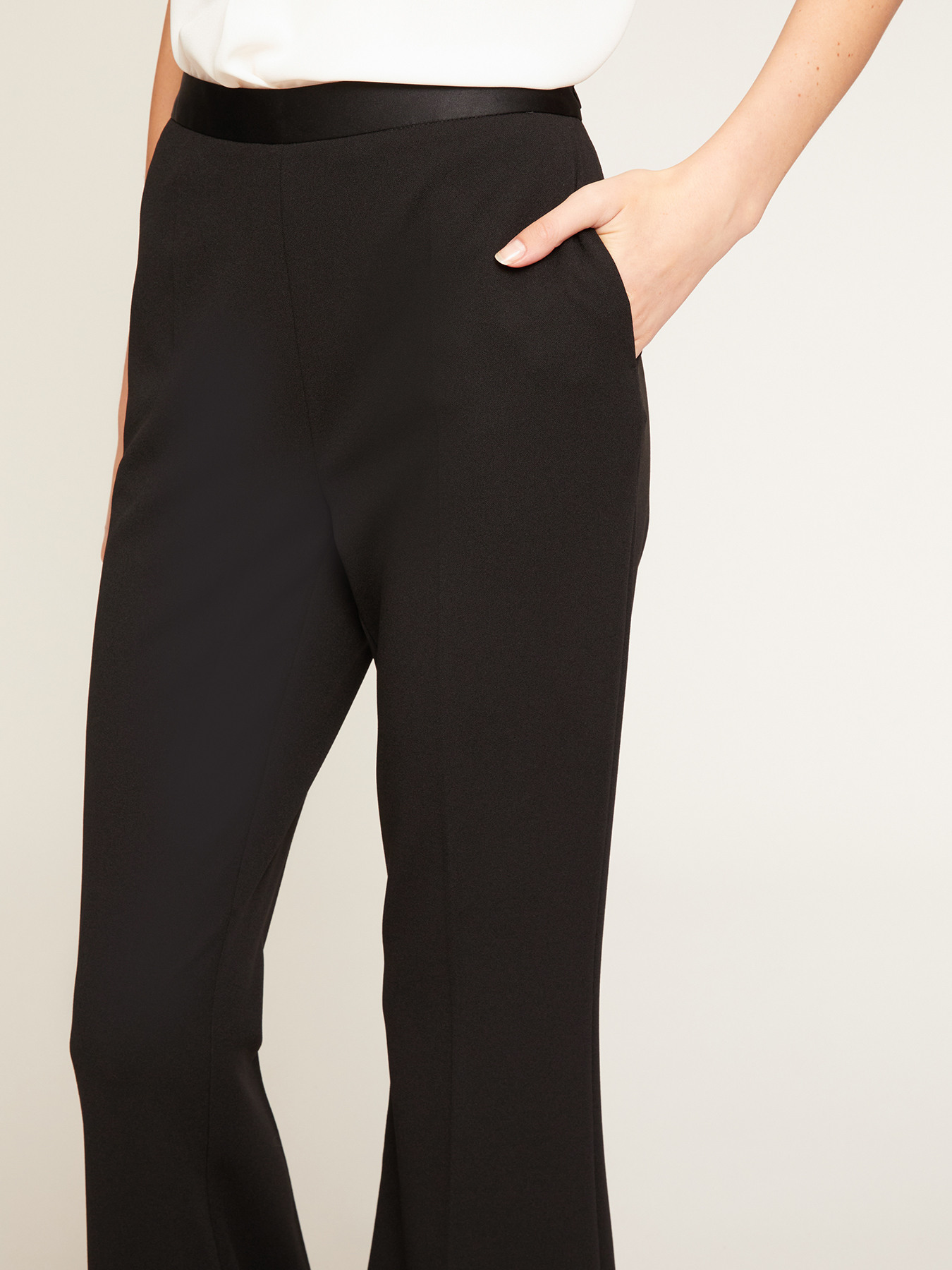 Flare trousers with satin insert image number 2