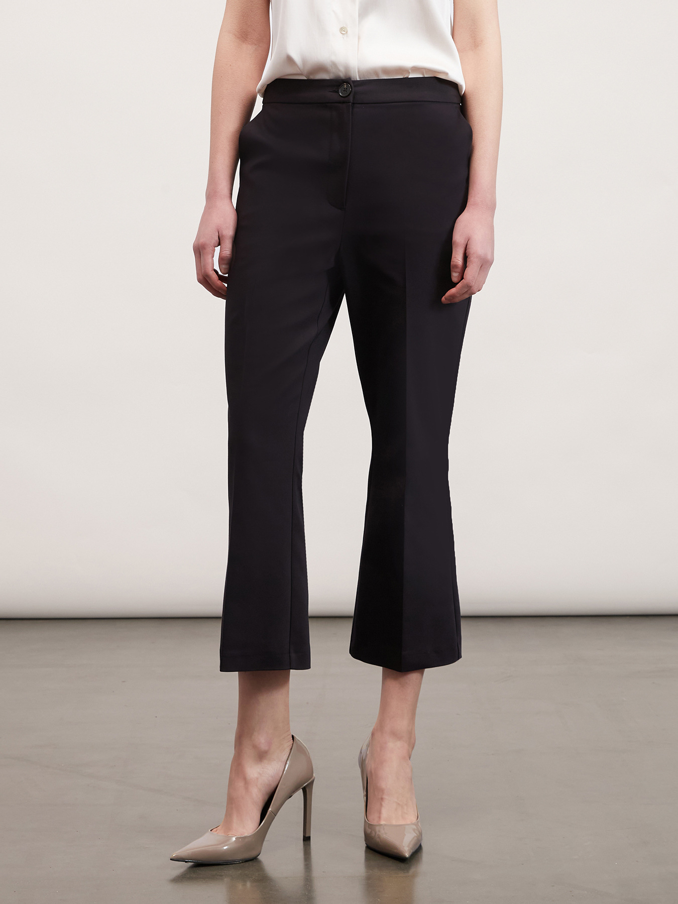 Solid colour kick flare trousers image number 0