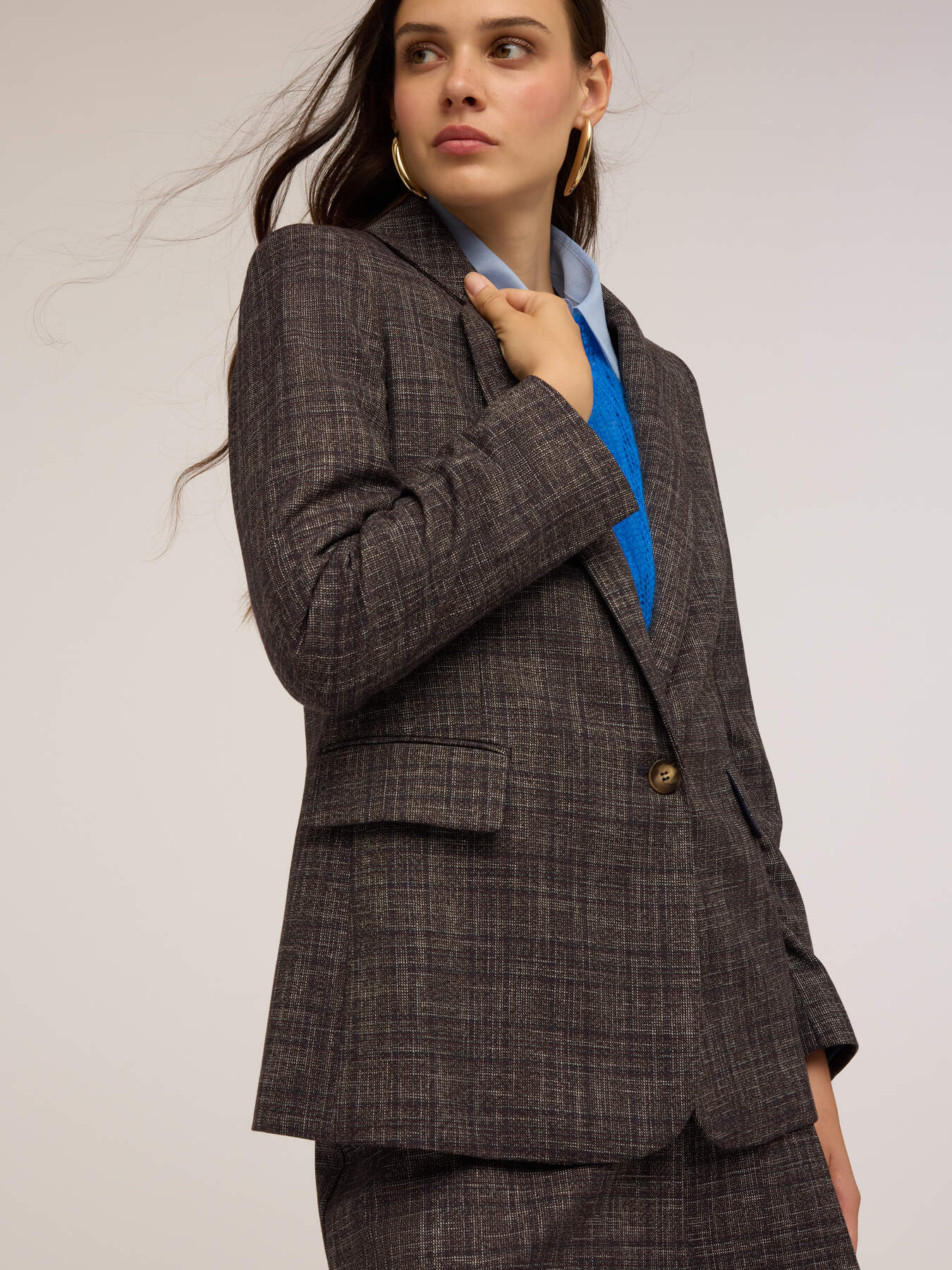 Single-breasted yarn-dyed blazer image number 3