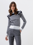 Striped sweater with ruching on shoulders image number 0