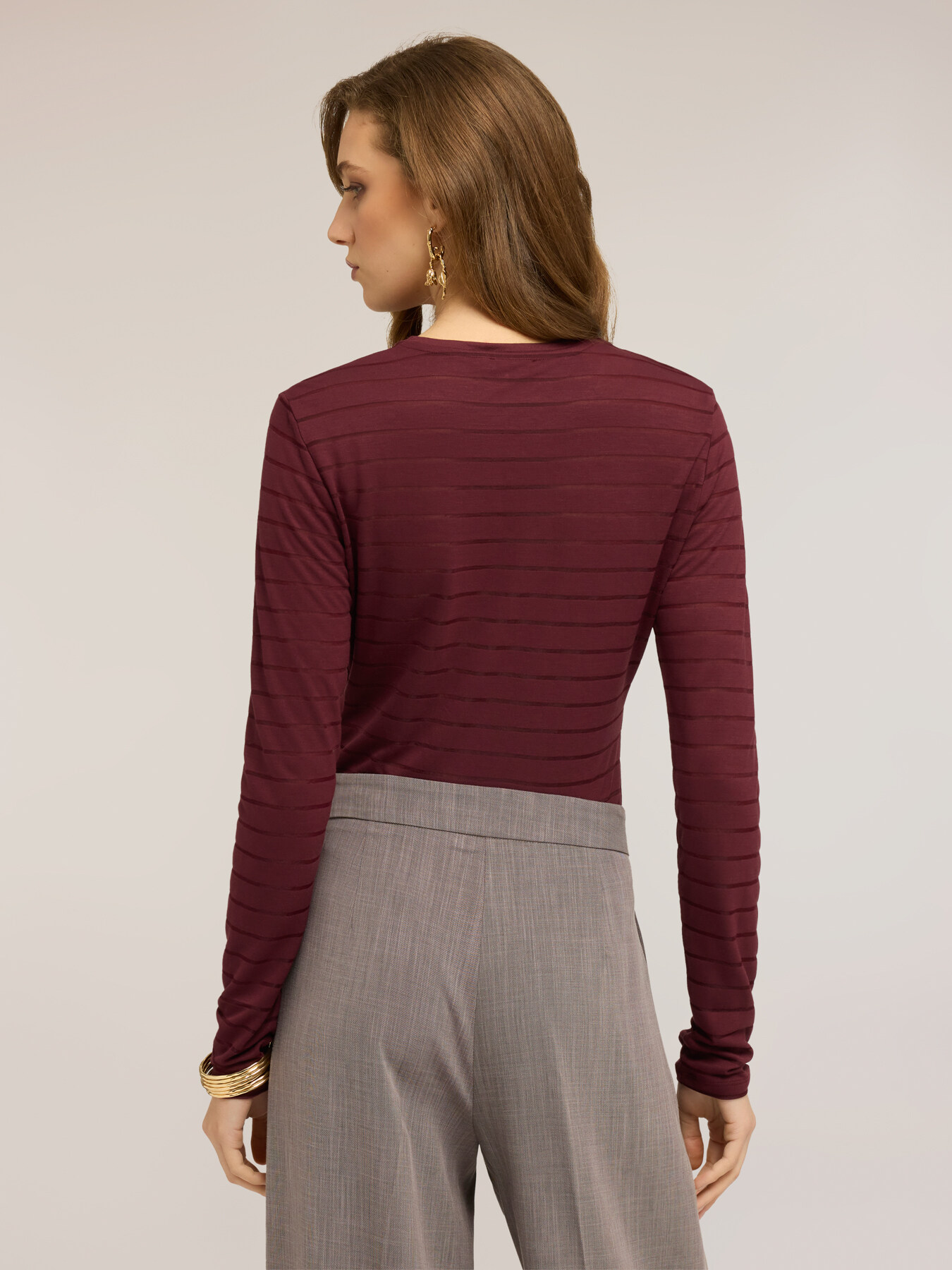 Striped bodysuit in viscose blend jersey image number 1