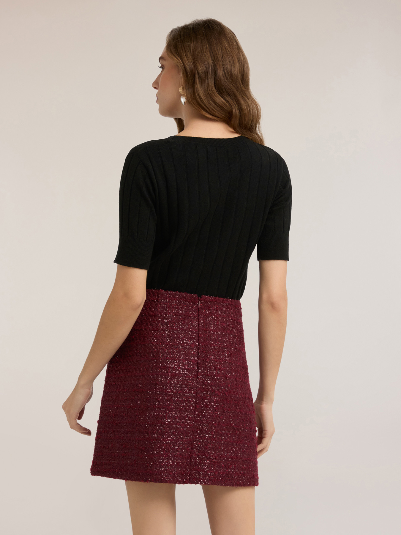 Maglia a coste con righe di strass image number 1