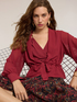 Georgette blouse with shawl neckline image number 0