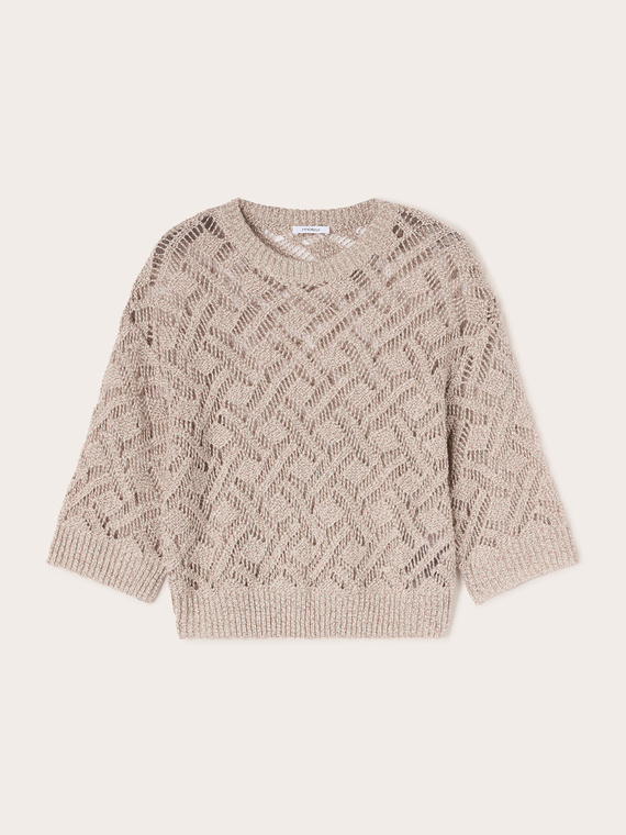 Ajour&eacute;-Strickpullover aus Wollmischung