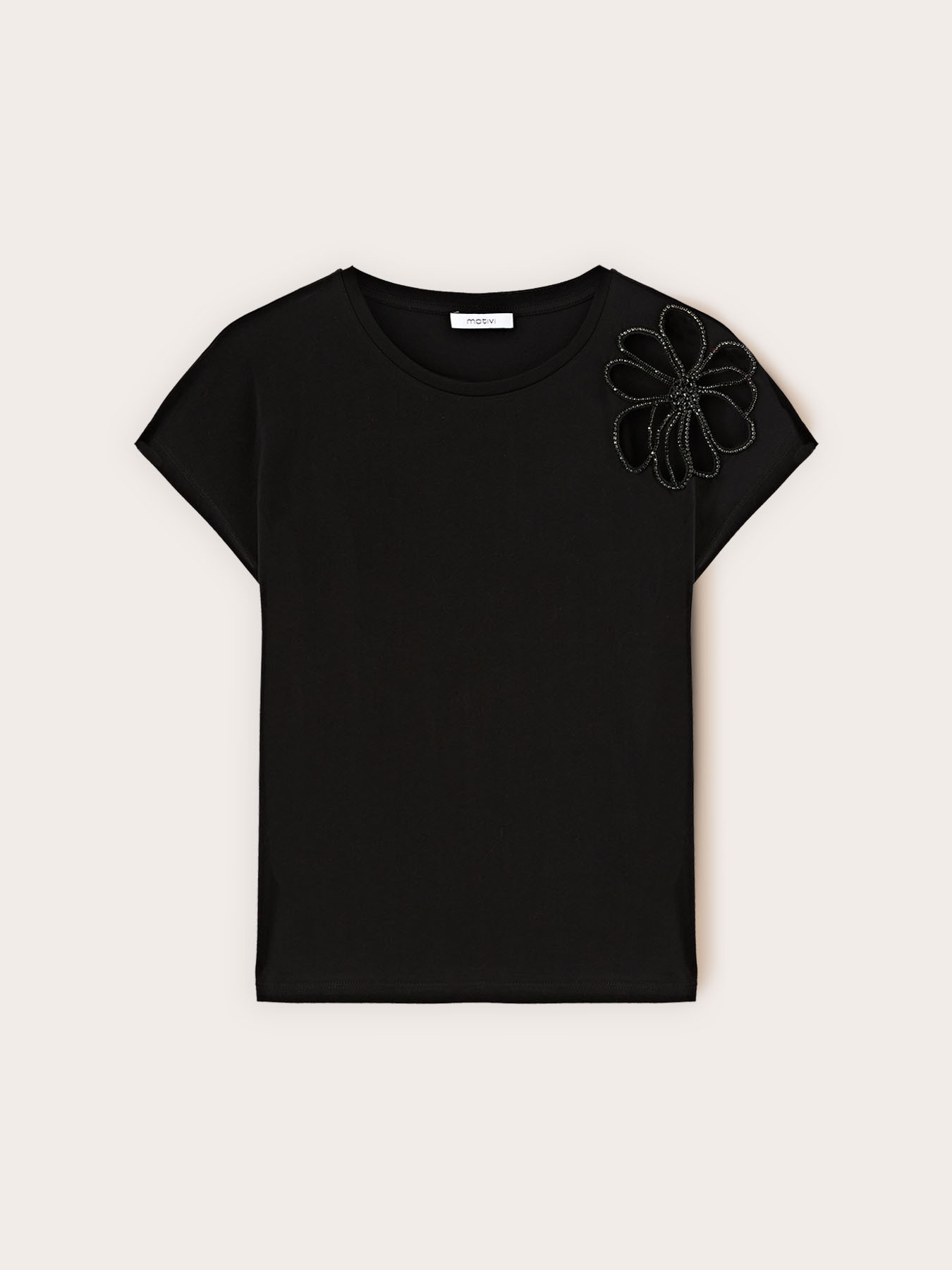 T-shirt with floral cut-out image number 4