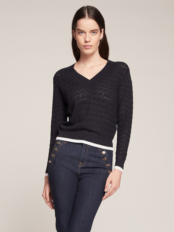 Motivi Maglia traforata scollo a v Donna