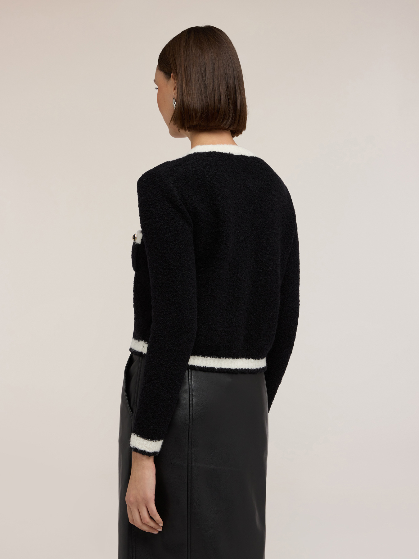 Short cardigan in boucl&eacute; knit image number 1