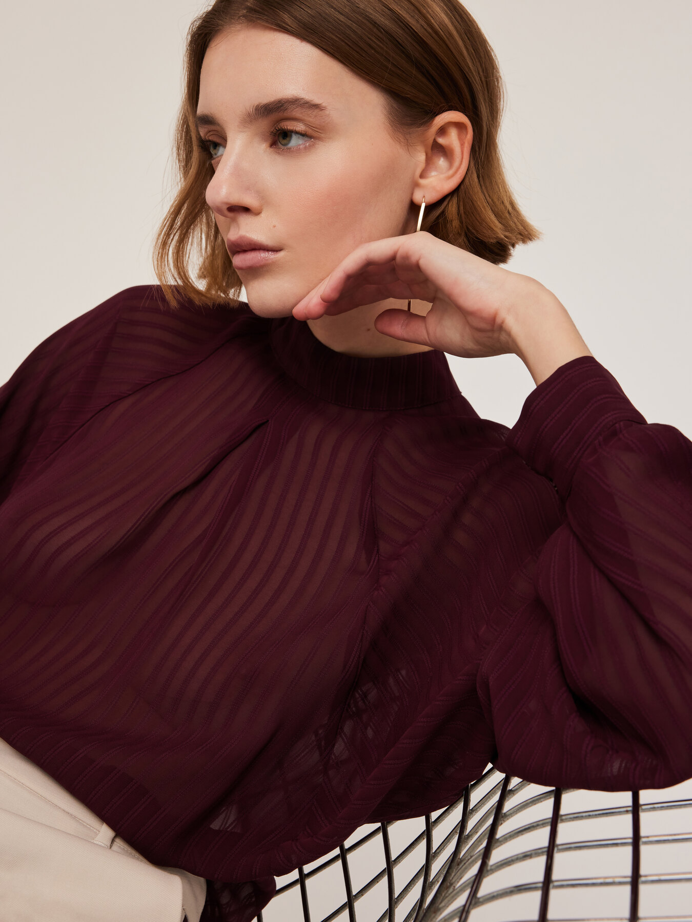 Striped devor&egrave; blouse image number 3