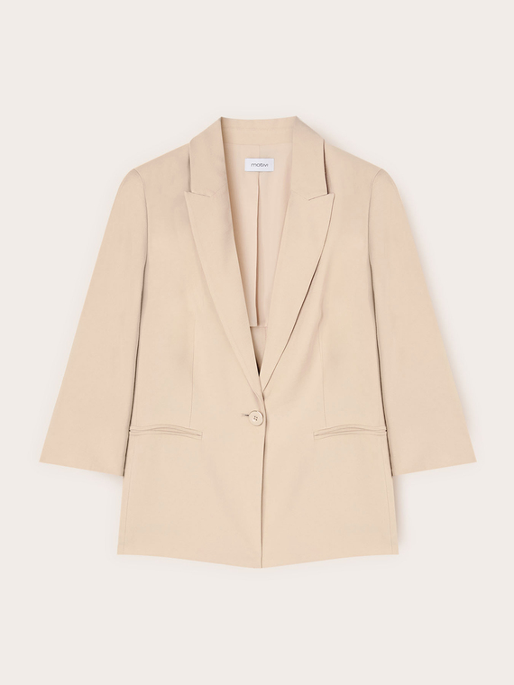 Blazer monopetto in tencel con pizzo