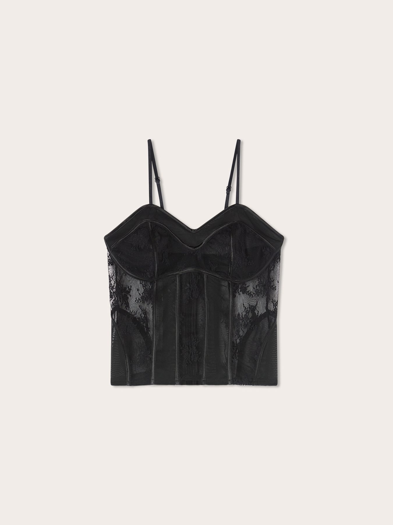 Lace bustier top with sheer details image number 4