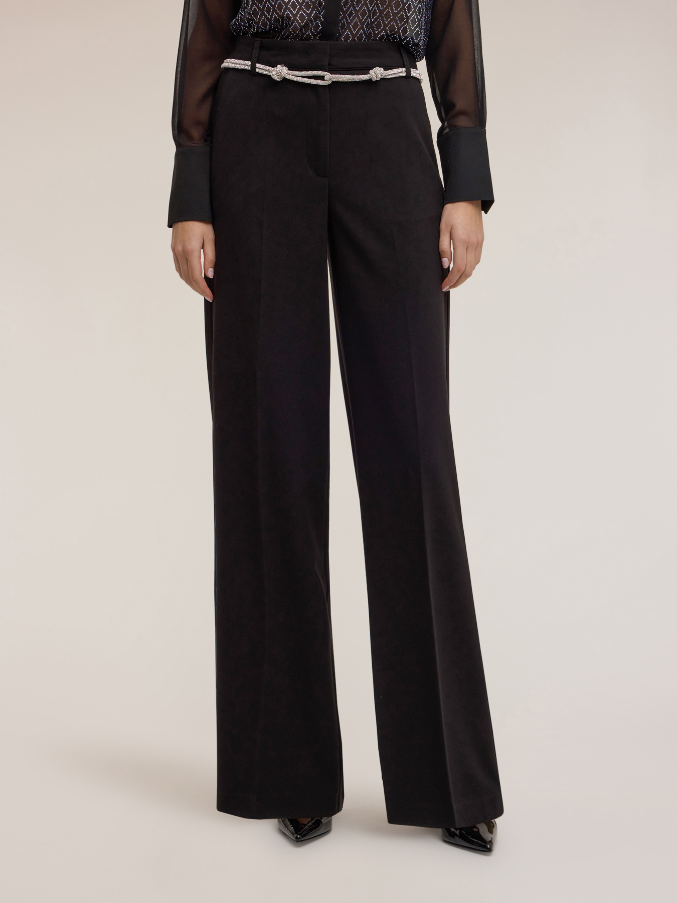 Pantalon palazzo en polyester viscose image number 2