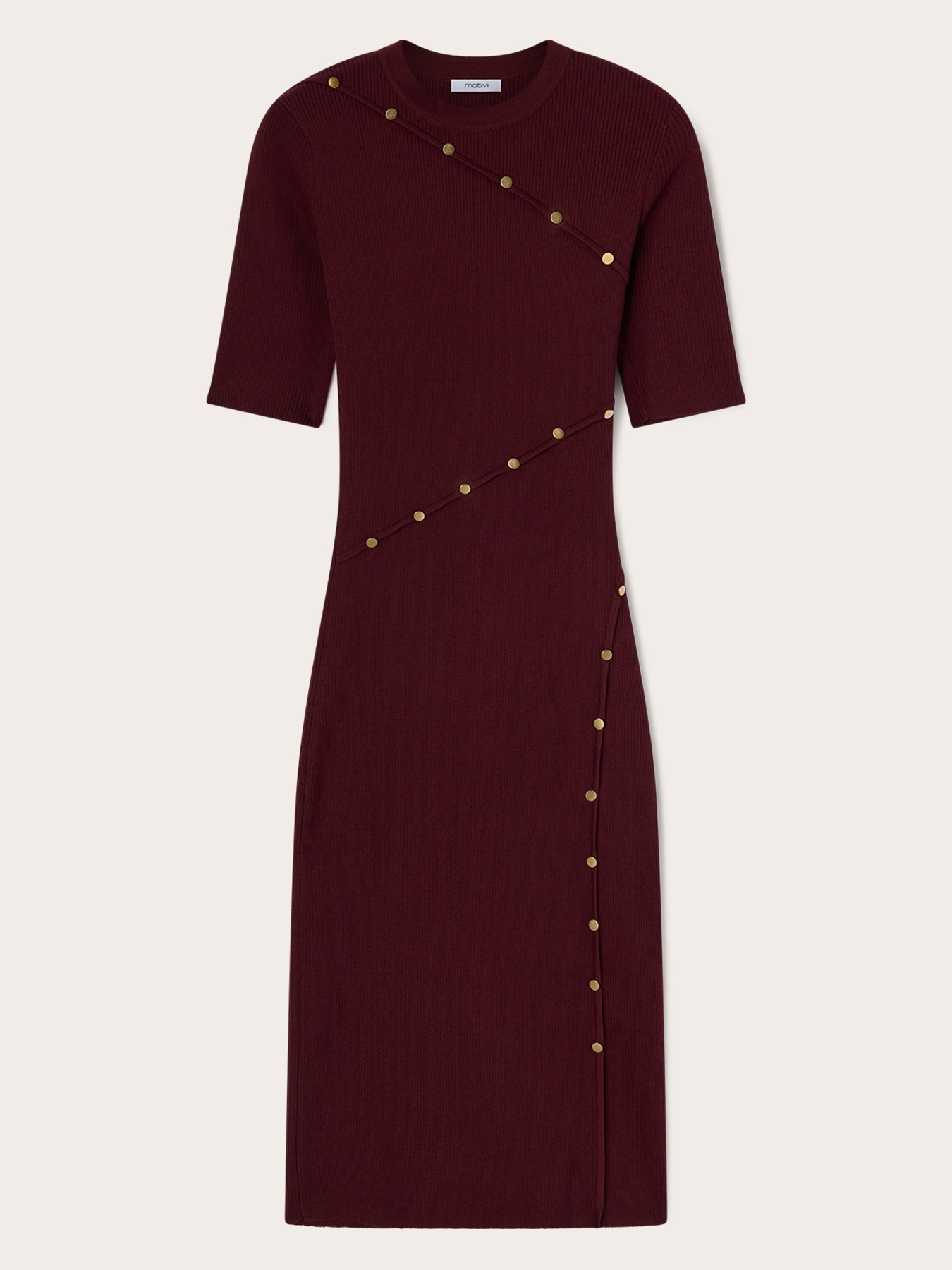 Ribbed knit sheath dress with button detailing image number 4