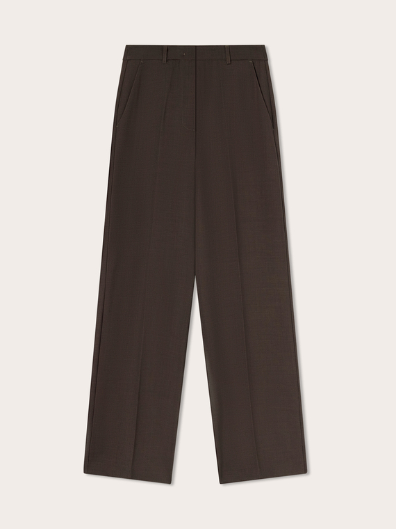Pantalon palazzo taille haute avec pli