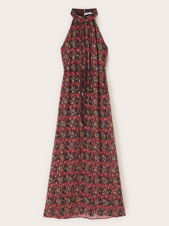 Long georgette dress with print