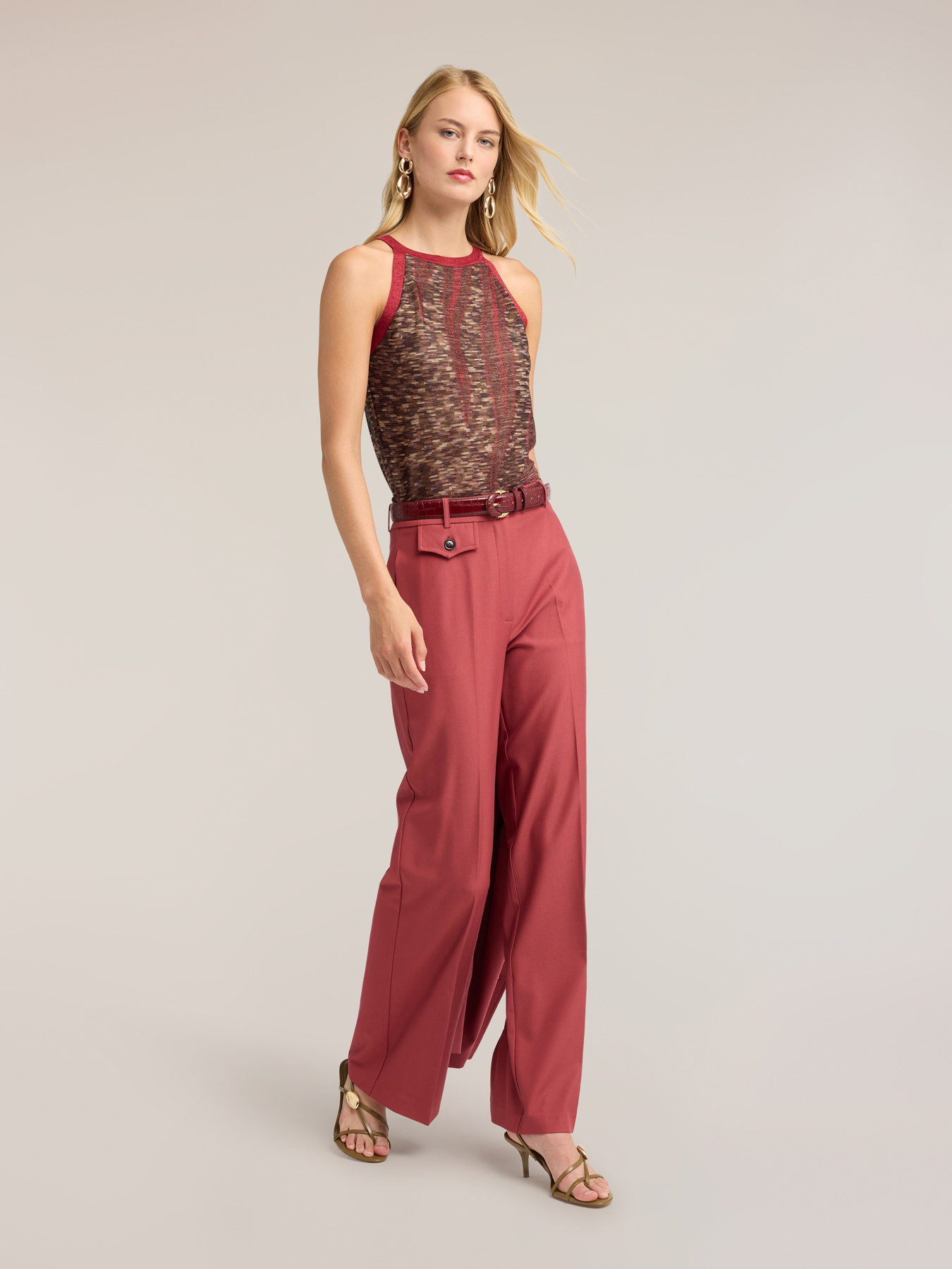Fluid palazzo pants with pressed crease image number 0