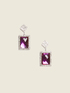 Pendientes plateados con piedra joya violeta image number 1