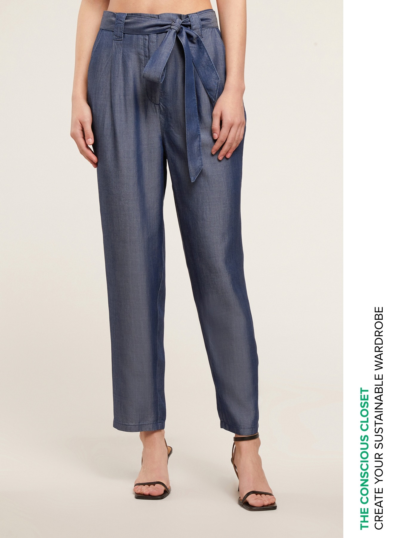 Tencel carrot fit trousers image number 0