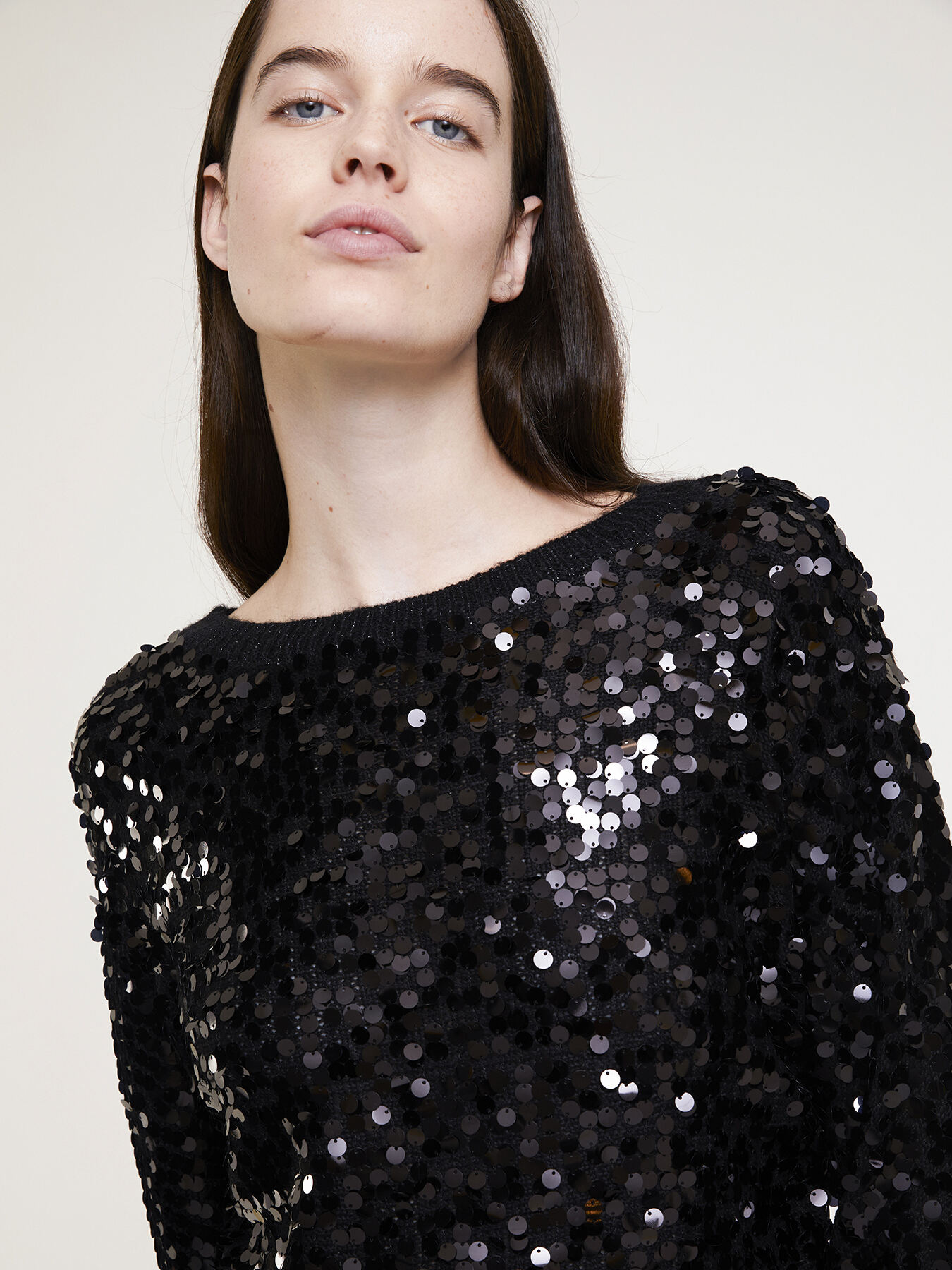 Maglia girocollo full paillettes image number 2