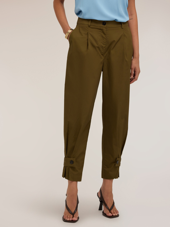 Pantalon cropped en popeline avec pinces