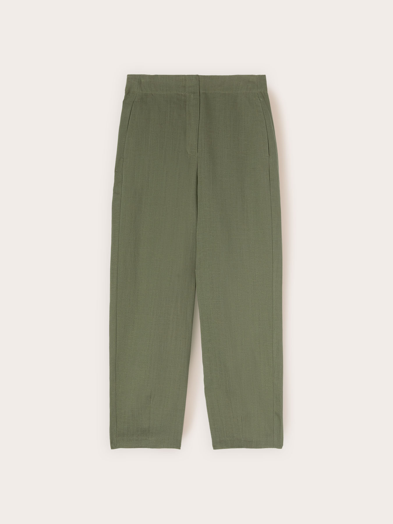 Pleated linen blend trousers with cuffs image number 4