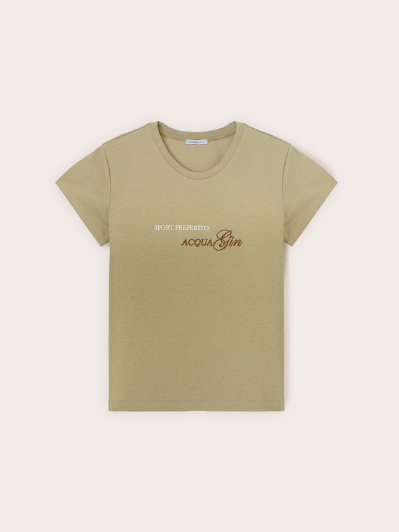 T-shirt in jersey con scritta ricamata