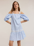 Striped poplin dress with ruffle image number 0
