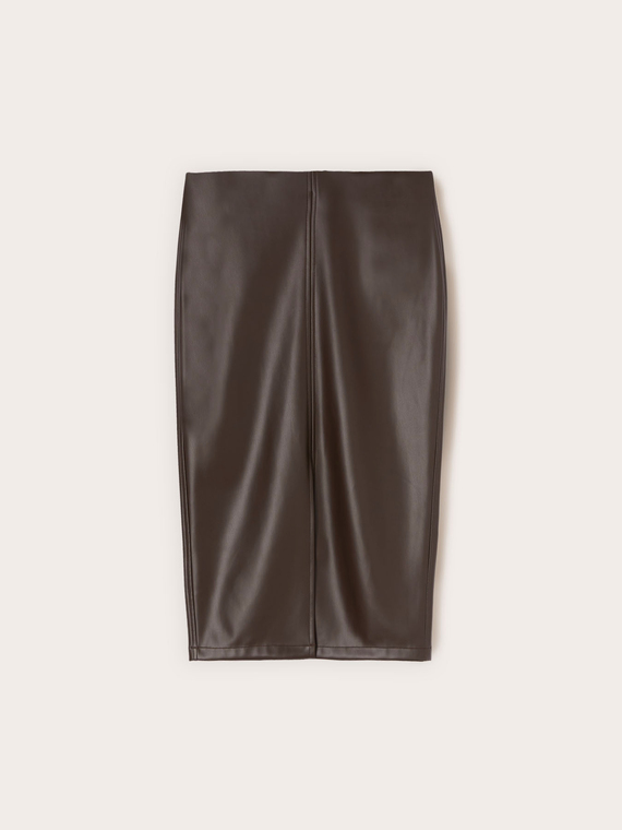 Sheath skirt in coated fabric