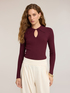 Pull polo c&ocirc;tel&eacute; en viscose avec cut-out image number 0