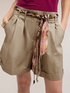 High-waisted poplin shorts with belt image number 0