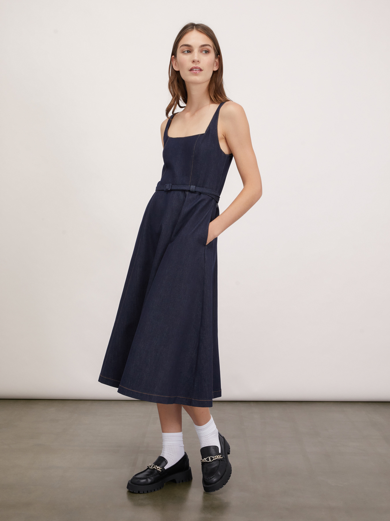 Rochie midi din denim image number 4