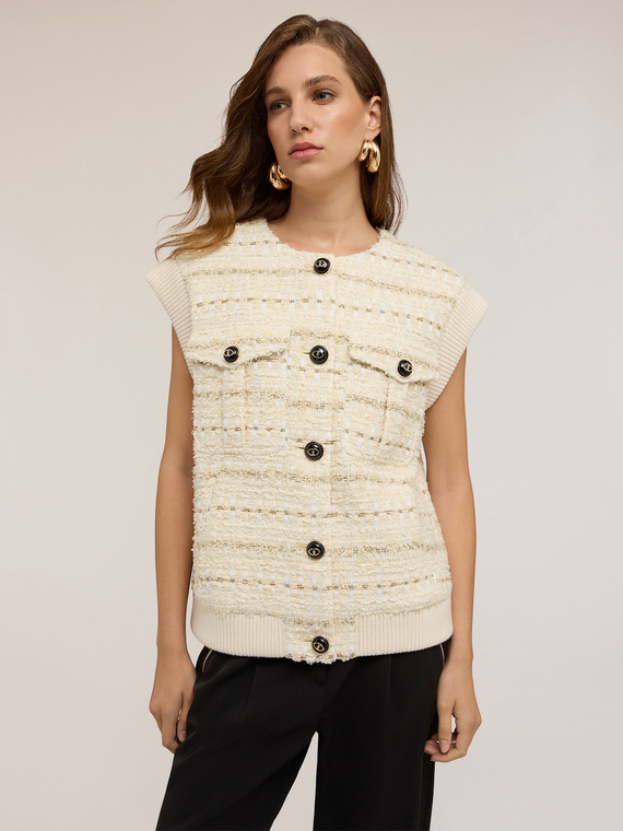 Vestă din țesătură bouclé