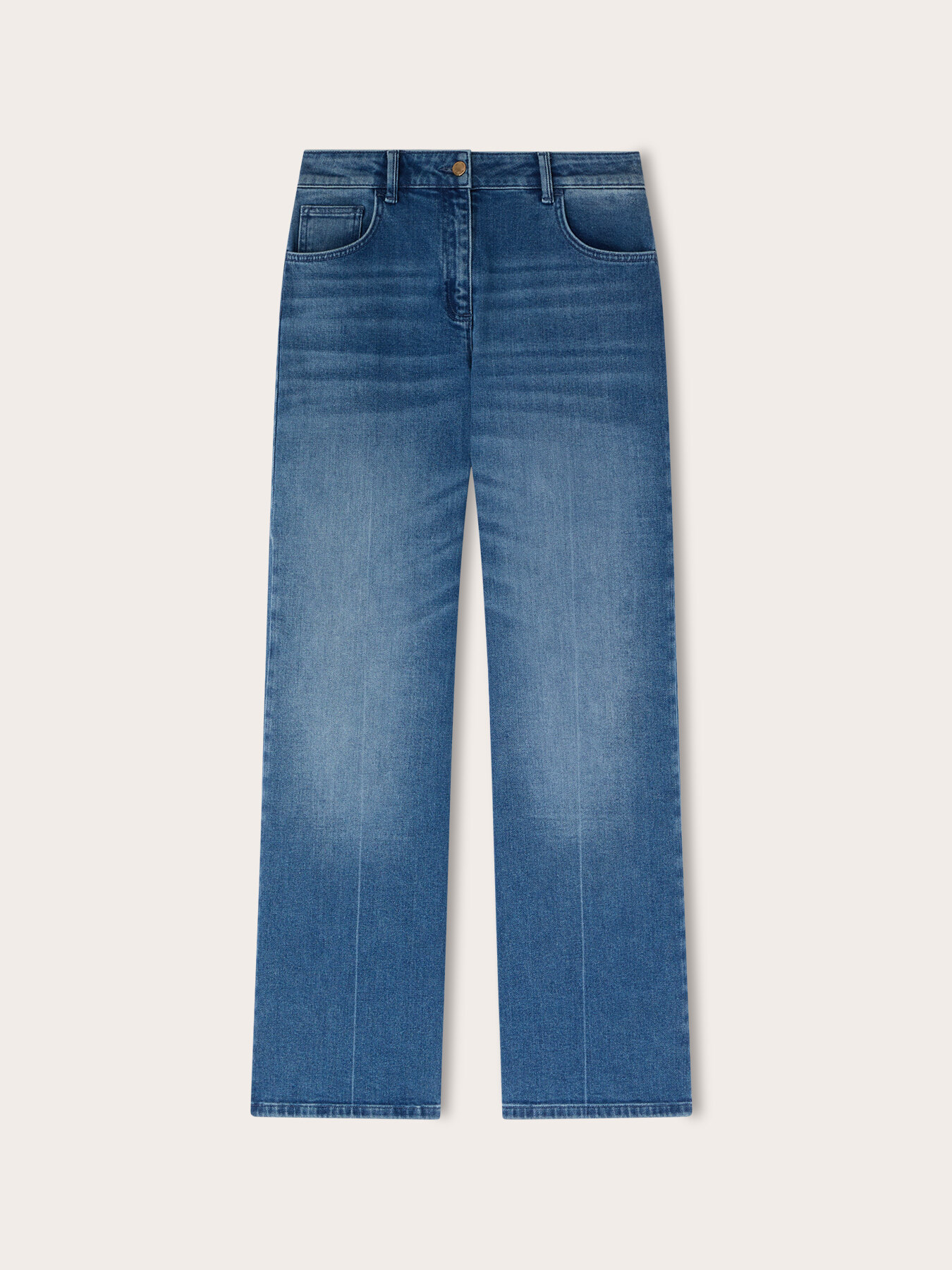 Jeans wide leg con pliegue frontal image number 4