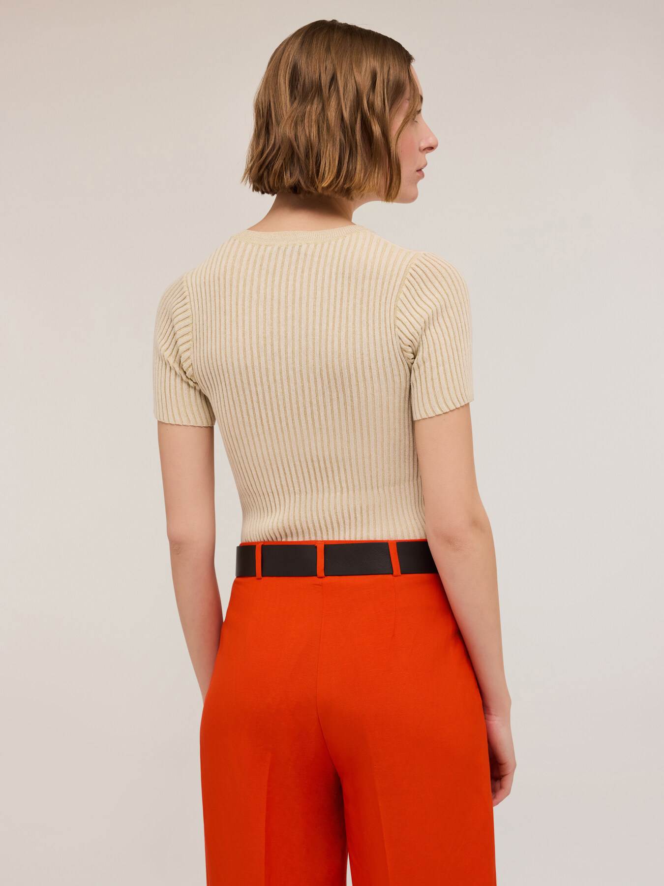 Pull &agrave; c&ocirc;tes en lurex avec motif jacquard image number 1