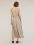 Long pleated lurex jersey dress image number 1
