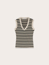 Ribbed striped V-neck top image number 4