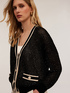 Openwork knit cardigan with micro sequins image number 3